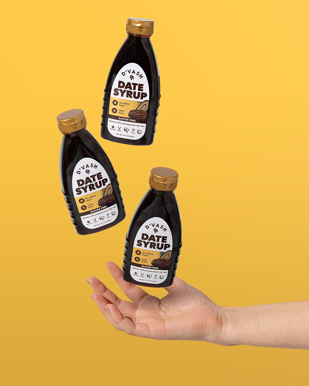 D'Vash Date Syrup pour action shows rich caramel flavor.