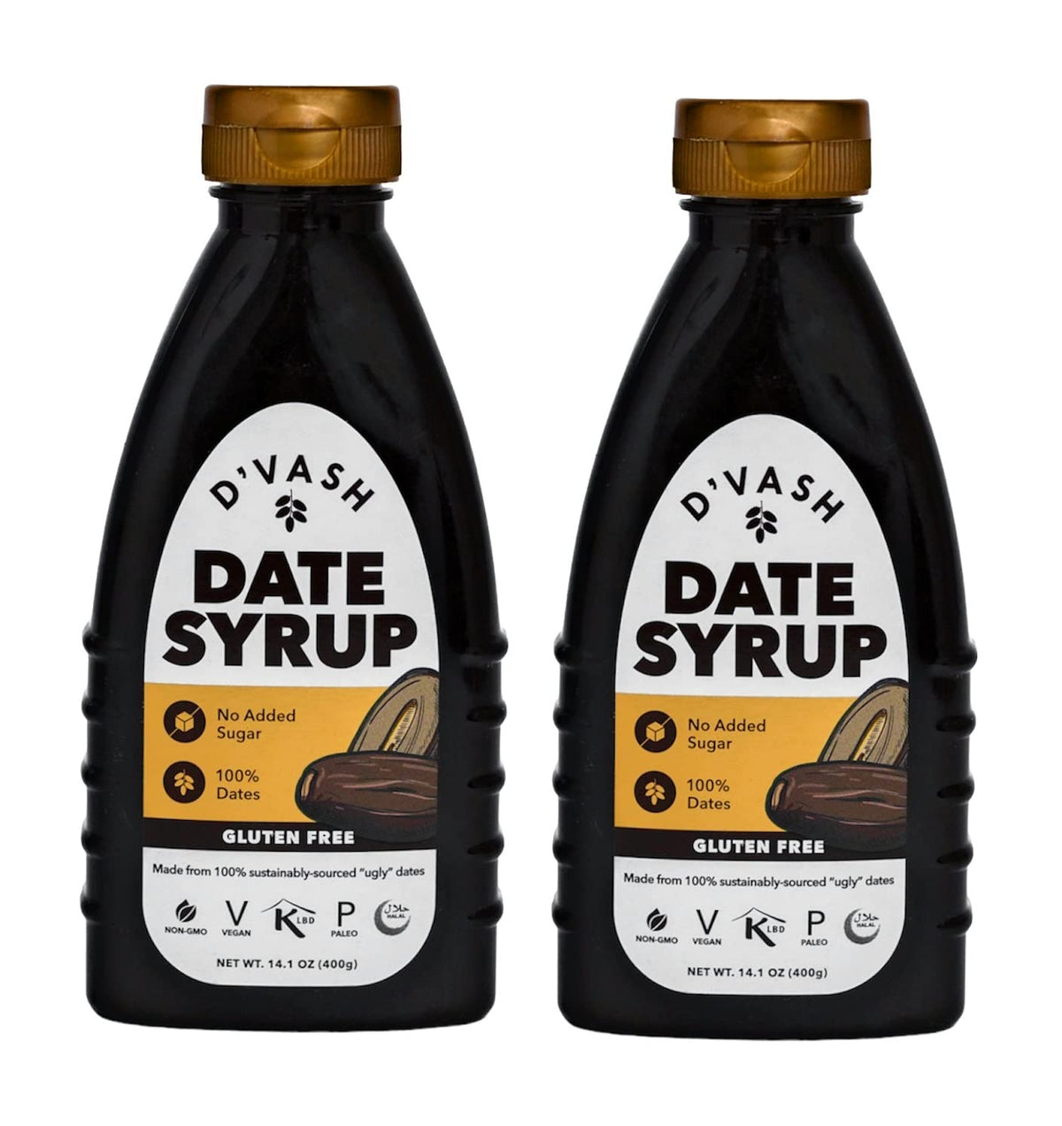 D'Vash Date Syrup bottle squeeze for versatile vegan sweetening.