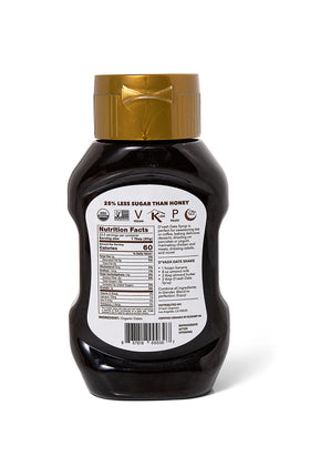 D'Vash Organics date syrup label close-up showing 100% dates