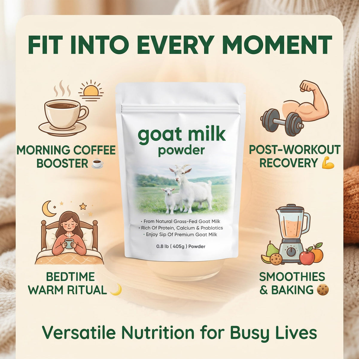 DXWXH Eve Farm Co Goat Milk Powder gluten-free and non-GMO formula.