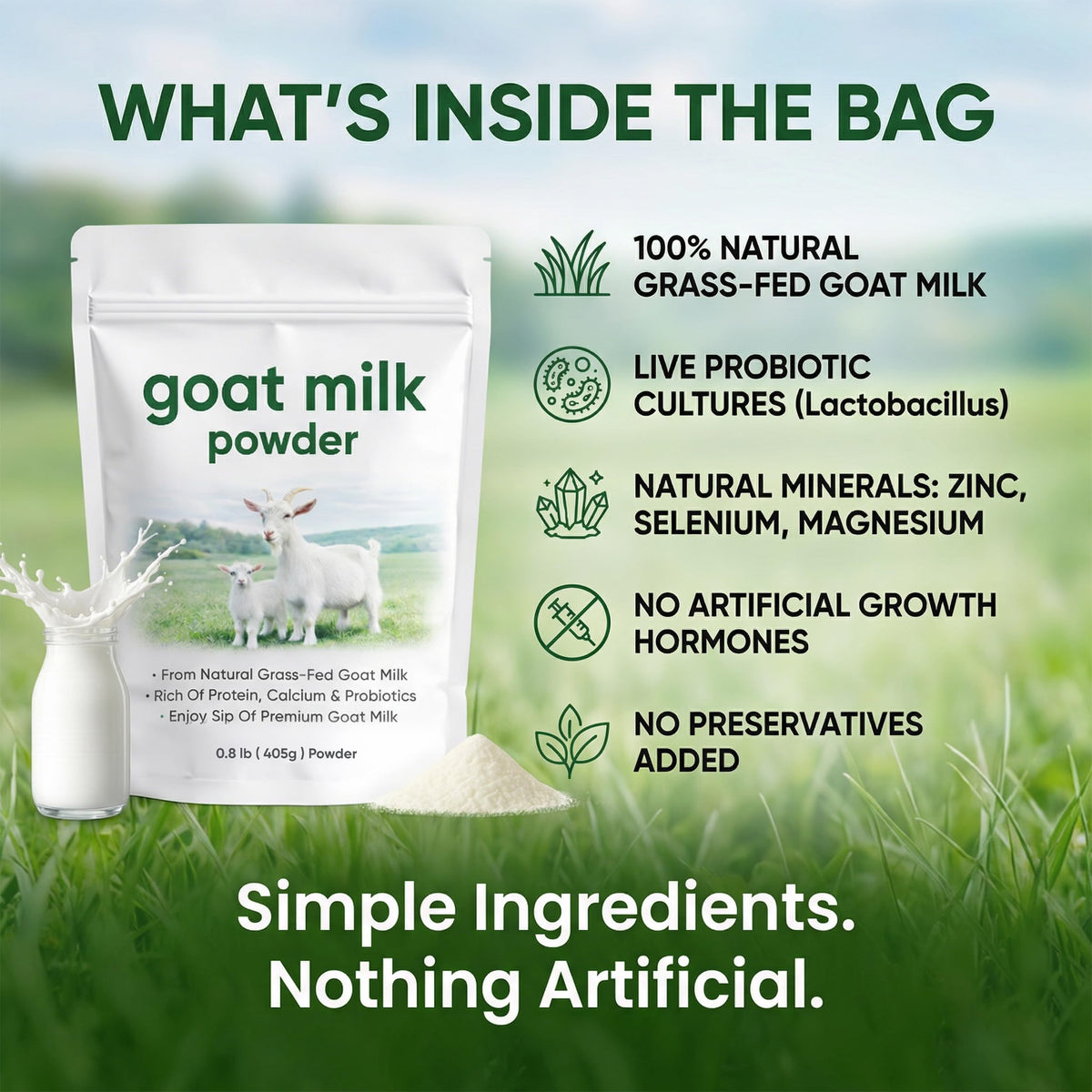 DXWXH Eve Farm Co Goat Milk Powder smooth texture for easy mixing.