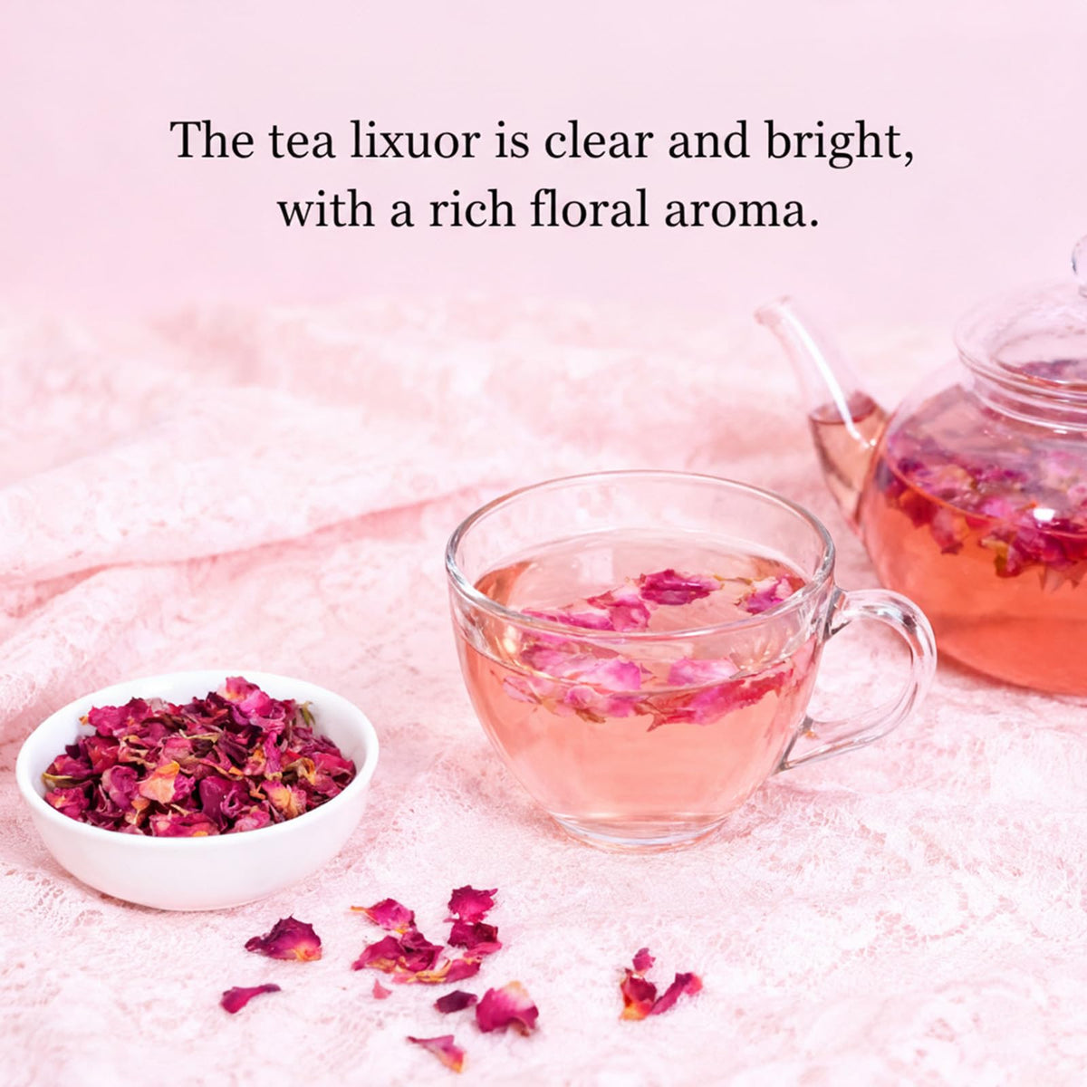 DYBOEDYO rose petals decorating desserts and pastries.