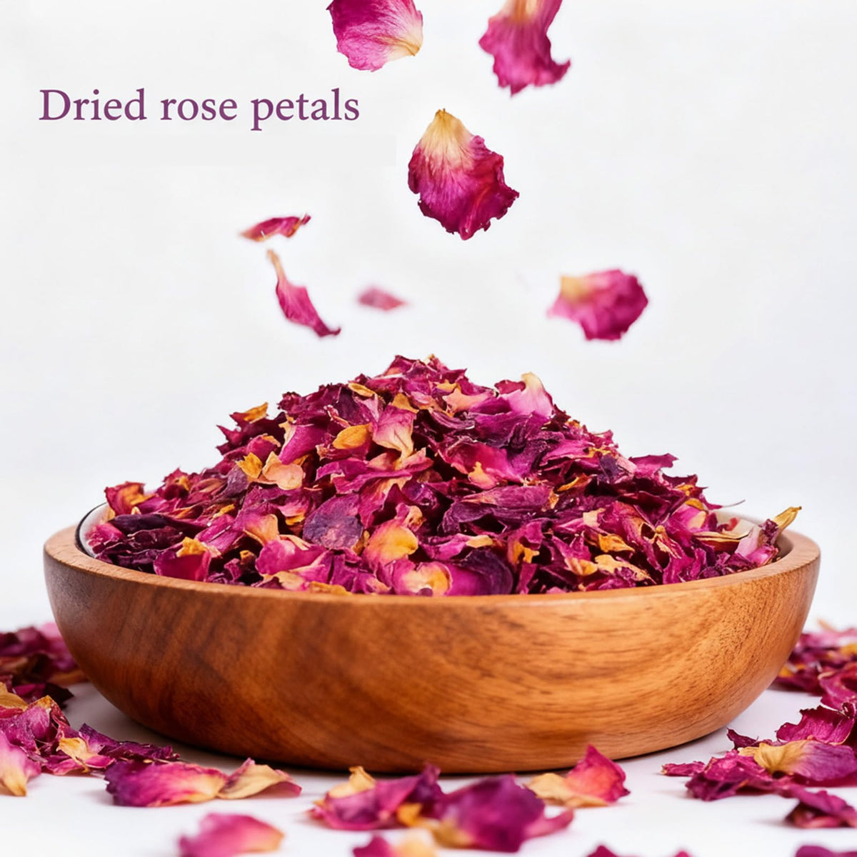 DYBOEDYO rose petals infusing hot water for fragrant tea.