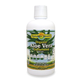 Dynamic Health Aloe Vera Juice bottle shows a pure, additive-free formula ideal for daily digestion.