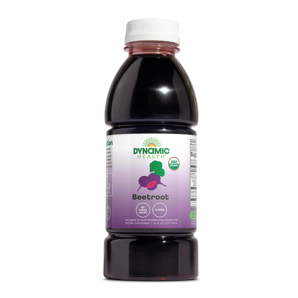 Dynamic Health Beetroot Juice Concentrate bottle with organic certification for vitality