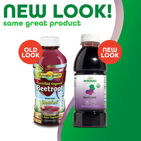 Dynamic Health beetroot juice being poured into a glass for daily energy