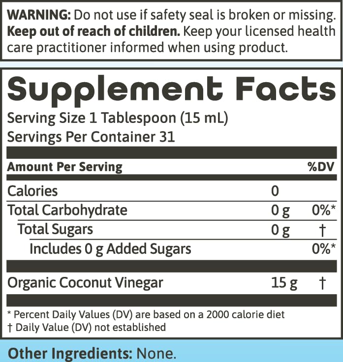 Dynamic Health Coconut Vinegar with Mother dressing-ready tangy flavor for salads and marinades