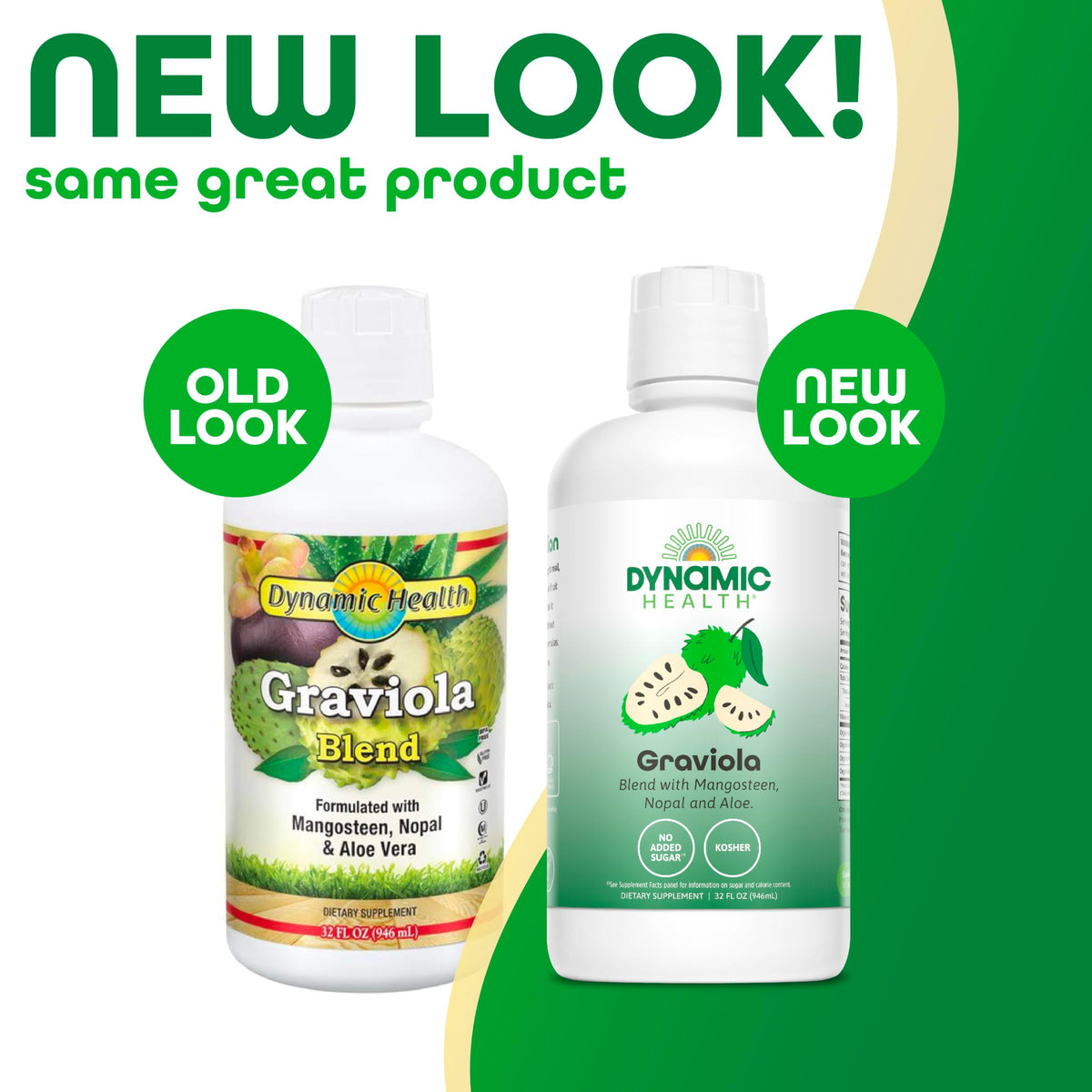 Dynamic Health Graviola Blend ingredients: mangosteen, nopal, aloe, highlighting antioxidant-rich profile.