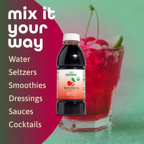 Dynamic Health Organic Tart Cherry Juice label showing certifications