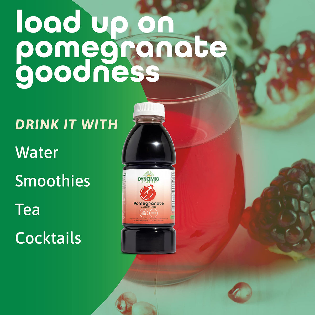 Dynamic Health Pomegranate concentrate in a kitchen setup ready for recipes