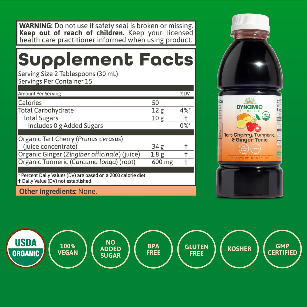Dynamic Health Tart Cherry Juice Tonic glass served with refreshing, balanced taste
