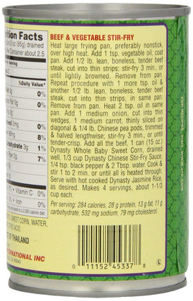 Dynasty Baby Sweet Corn 15oz can open ready to heat and serve