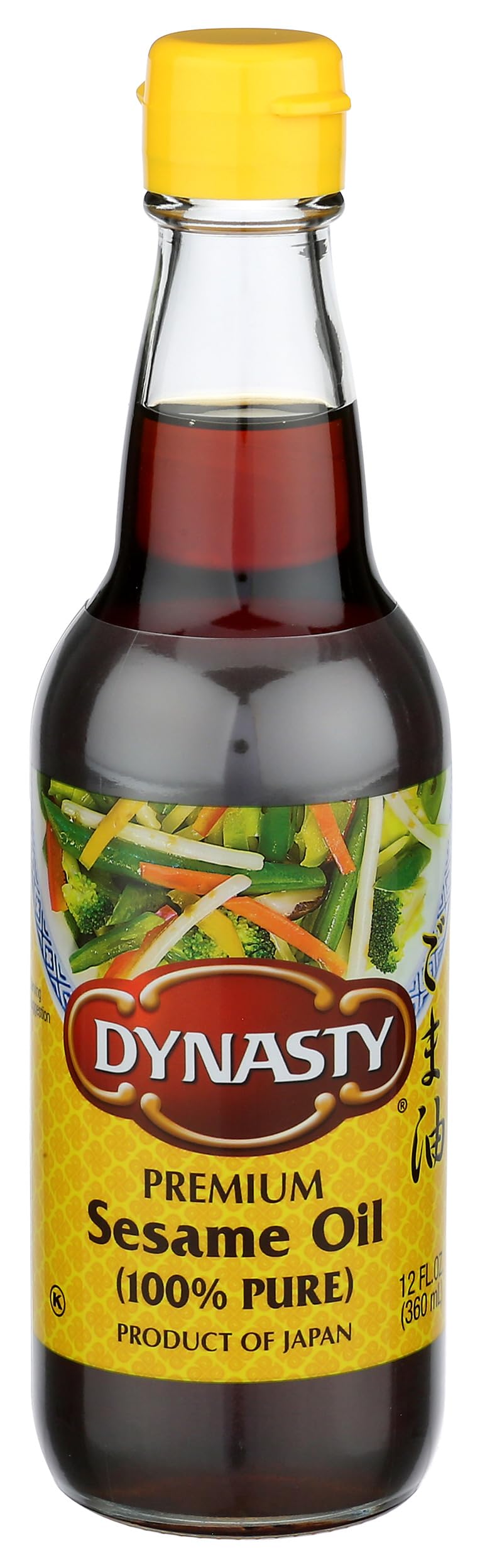 Dynasty sesame oil bottle close-up showing rich aroma for cooking.