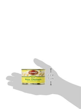 Dynasty water chestnuts sliced close-up, glossy and uniform for easy recipes