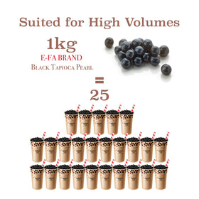 E-FA BRAND bubble tea at home setup with ready-to-serve pearls