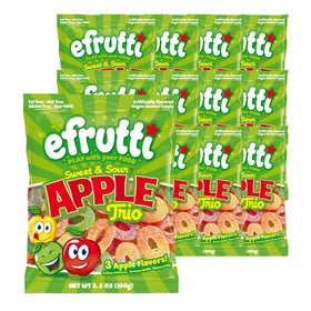 E.Frutti Sweet & Sour Apple Trio gummy 12-piece case ideal for on-the-go snacking