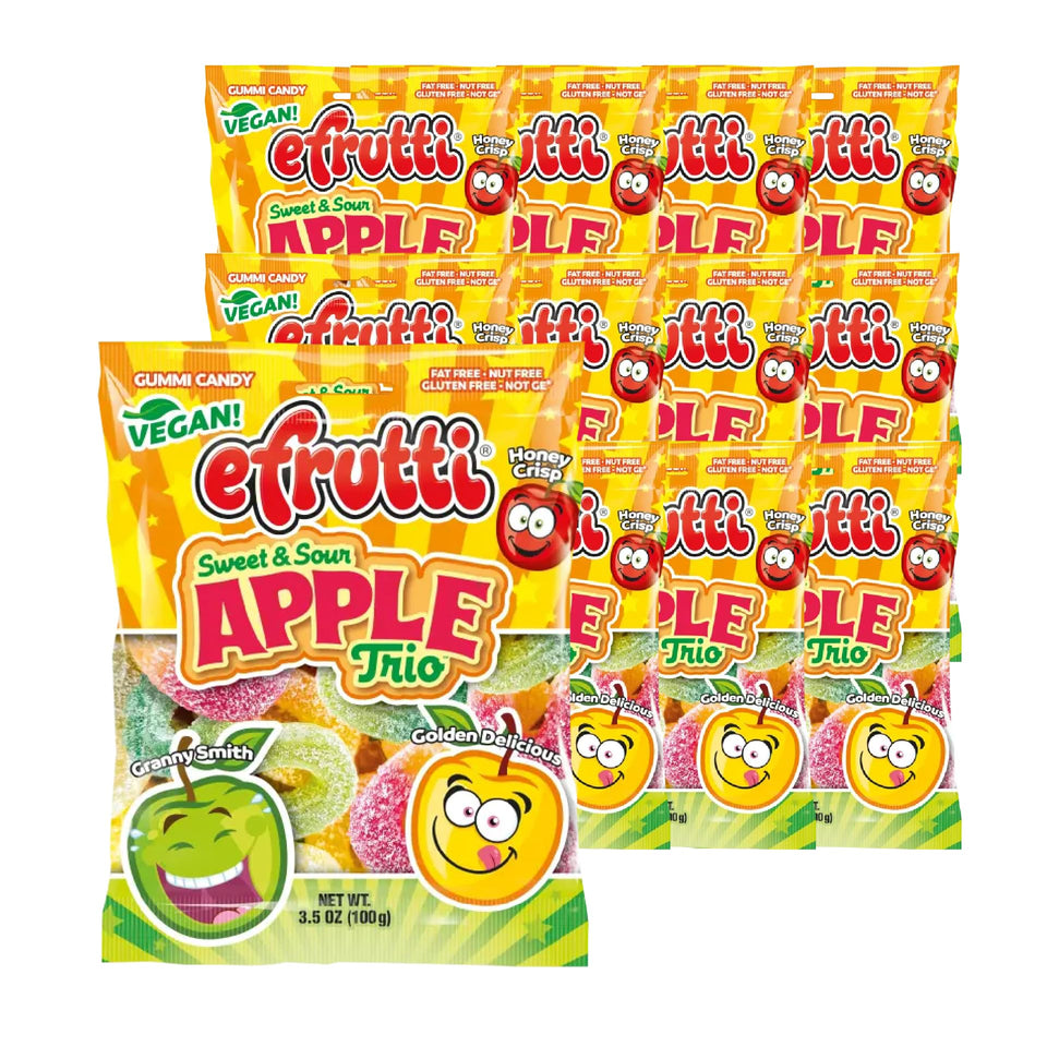 E.Frutti Sweet & Sour Apple Trio gummy 12-piece case ideal for on-the-go snacking