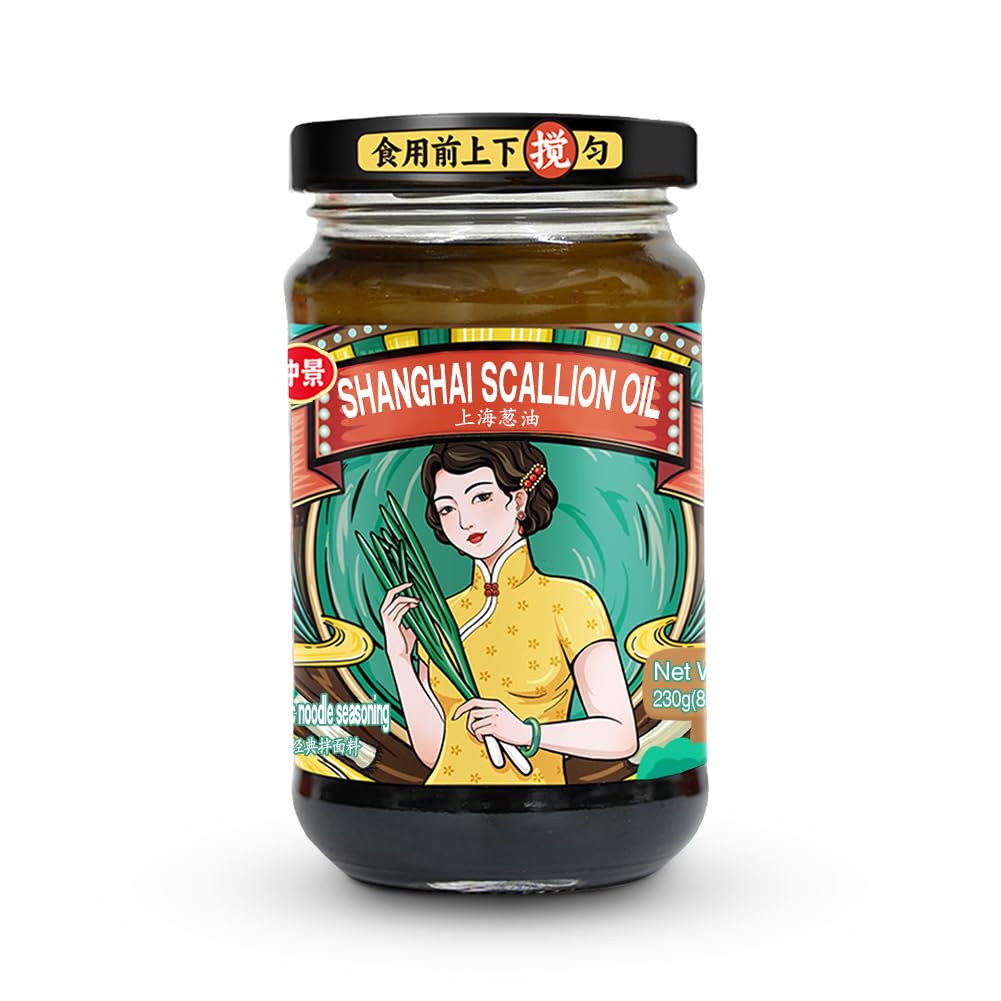 EAPC Shanghai Scallion Oil jar showcasing fresh spring onion aroma for dishes.