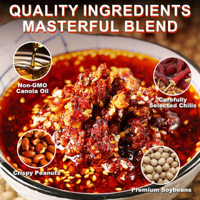 Crispy peanuts and sesame visible in EAPC chili oil.