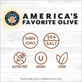 Early California Simply Olives 6oz can on counter, convenient pantry staple.