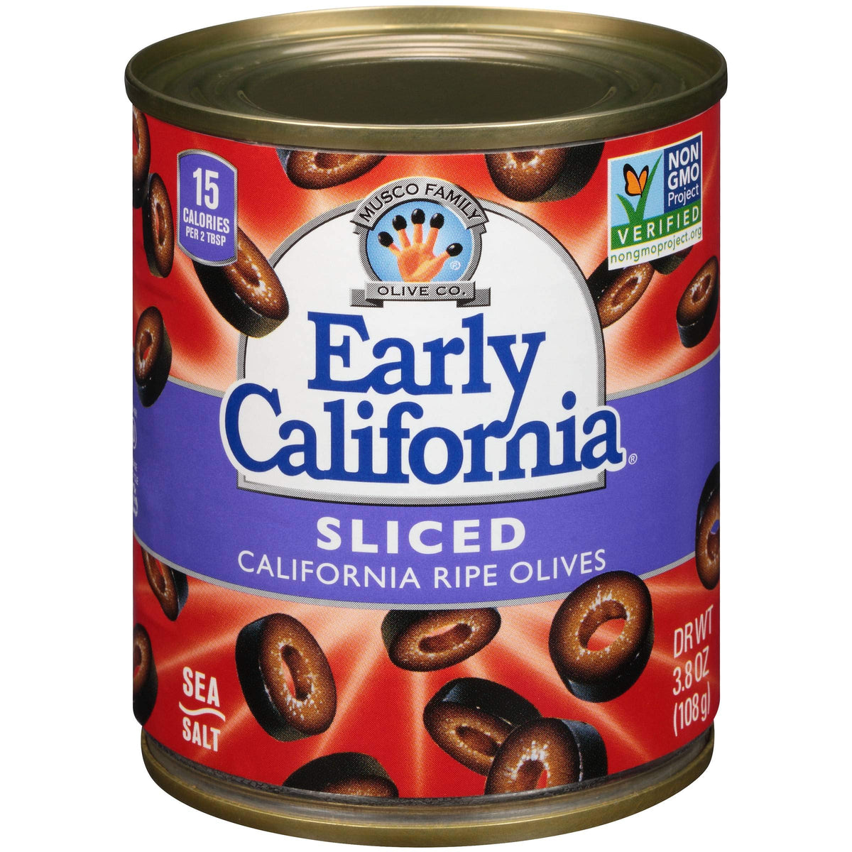 Early California sliced black olives, versatile topping for salad or pizza