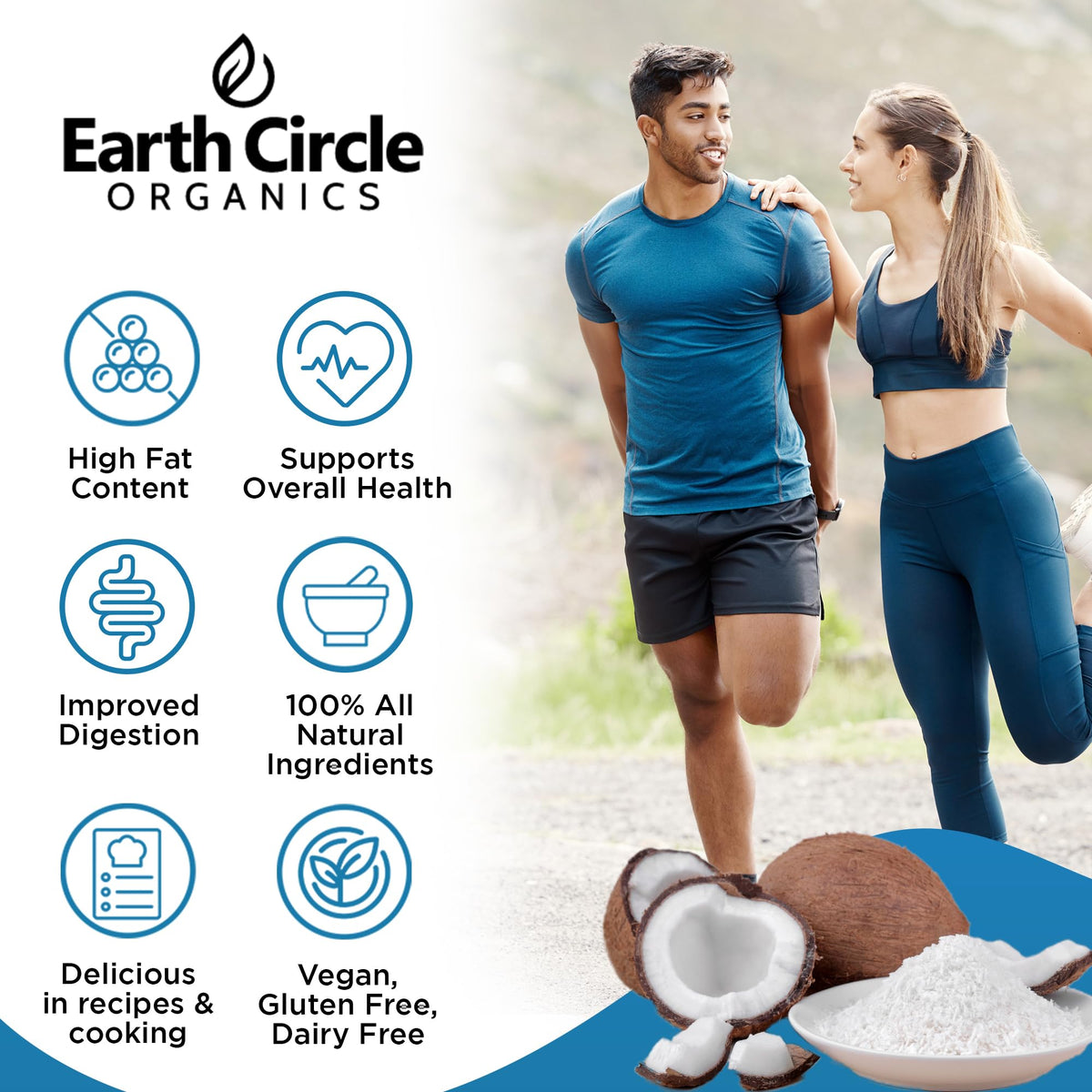 Earth Circle Organics coconut milk powder scoop ready for coffee creamer.