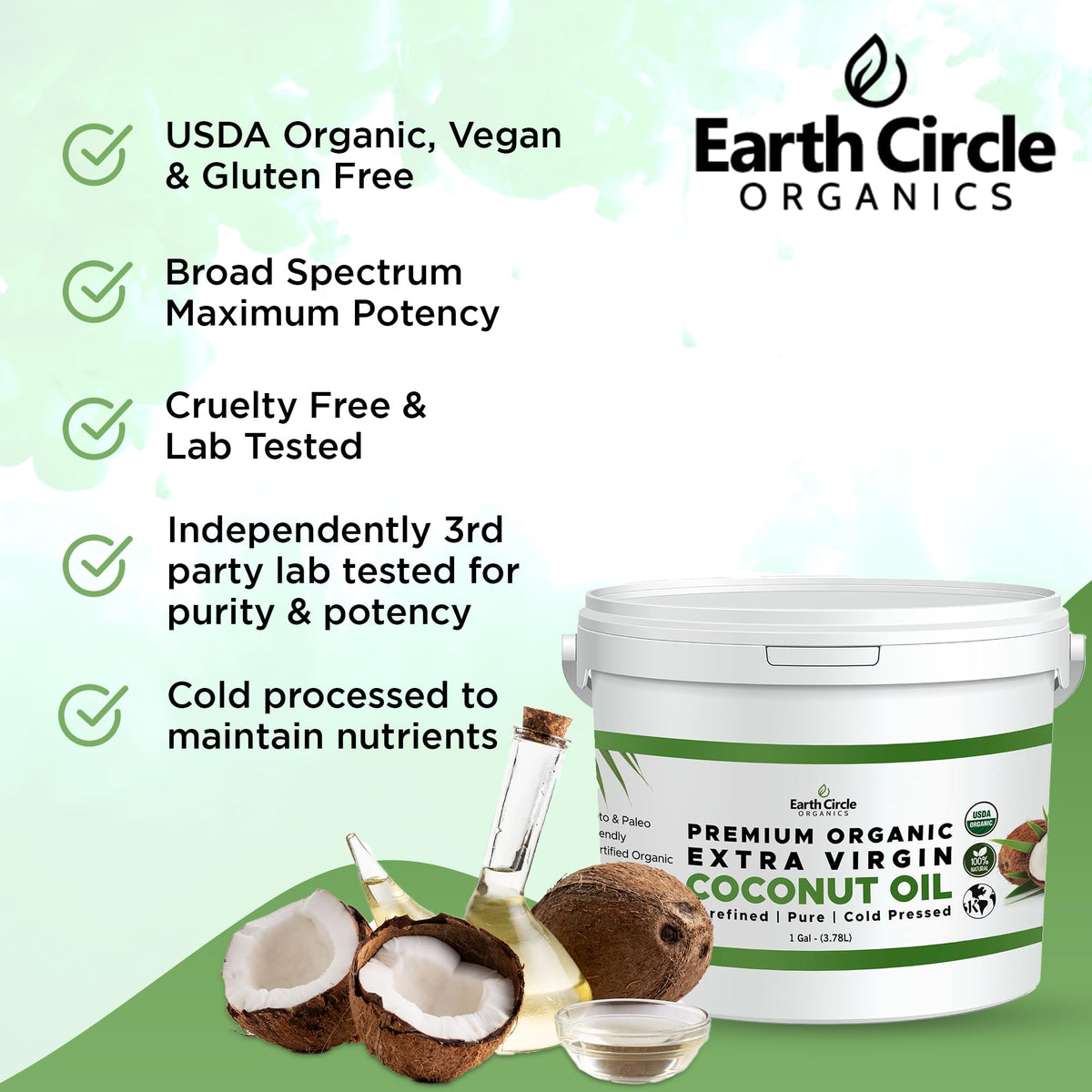 Earth Circle Organics coconut oil hair care treatment for smoother shine.