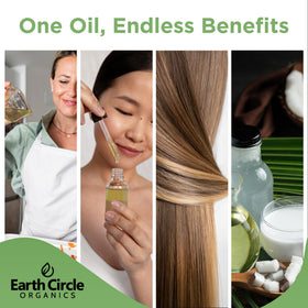Earth Circle Organics coconut oil skin care application for radiant skin.