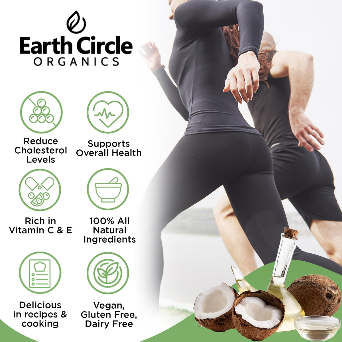 Earth Circle Organics coconut oil in a smoothie glass for creamy, dairy-free richness.