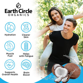 Earth Circle Organics Coconut Water Powder packaging front highlights unsweetened nutrition