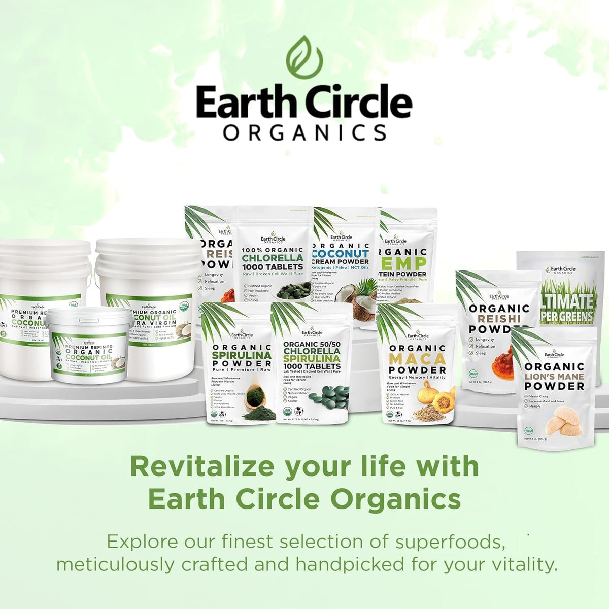 Earth Circle Organics refined coconut oil bulk 1-gallon packaging for convenient pantry storage.