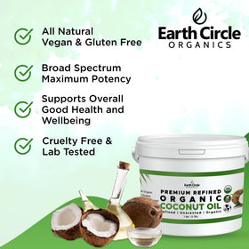 Earth Circle Organics refined coconut oil hair care application for deep hydration without greasy feel.