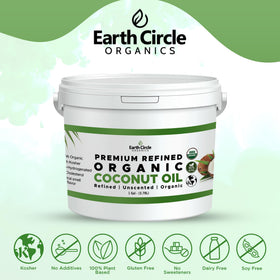 Earth Circle Organics refined coconut oil for skin care, natural moisturizer and light conditioning.