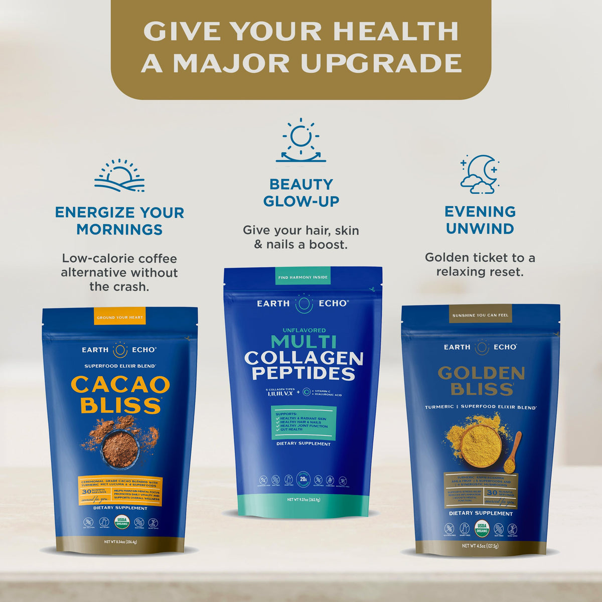 Earth Echo Cacao Bliss reusable-packaging highlights eco-conscious choice.