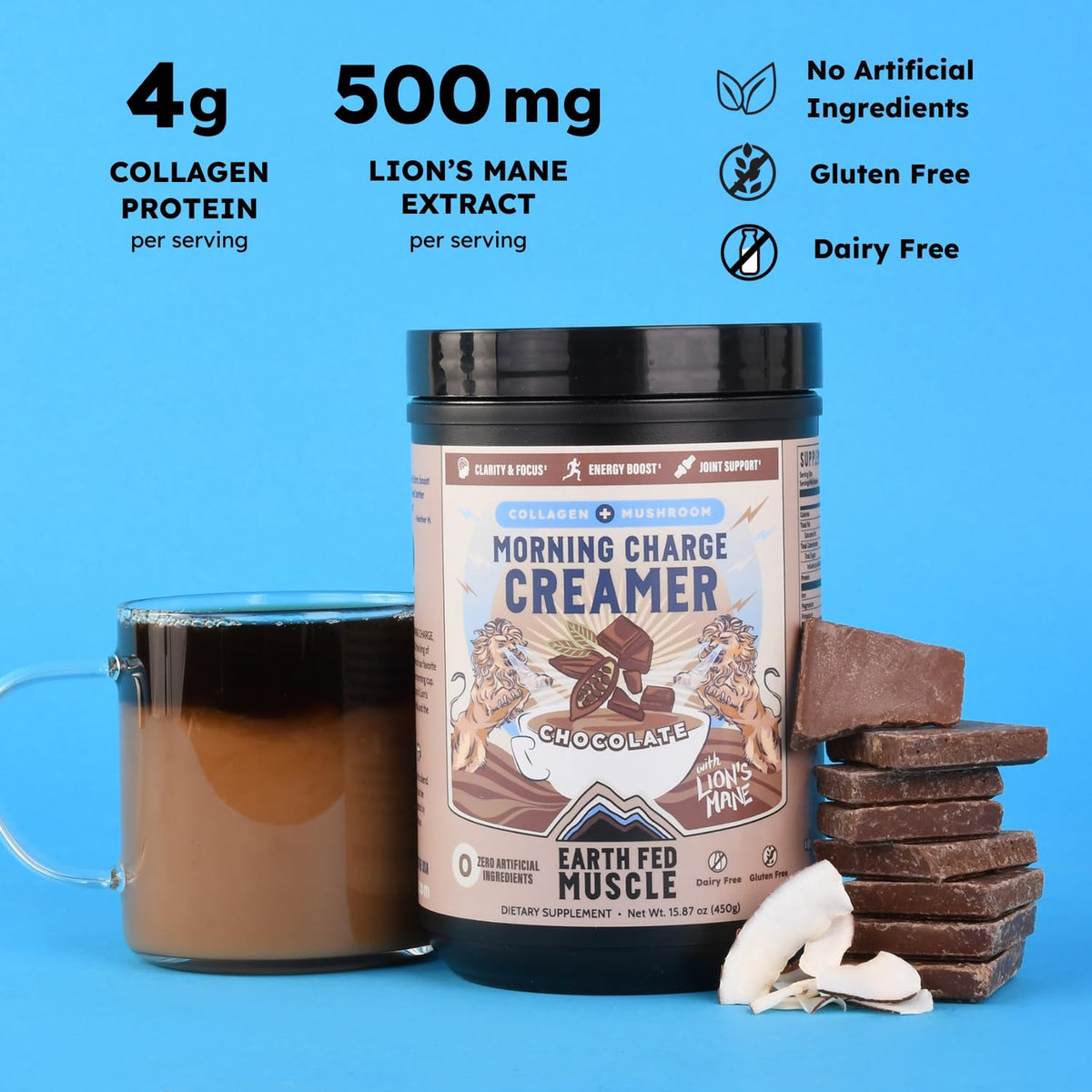 Lion's Mane content visible in the blend supports focus during busy mornings.