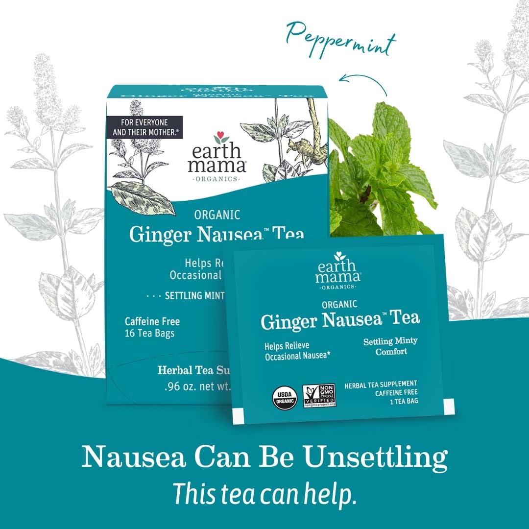 Earth Mama Ginger Nausea Tea brewed cup with soothing aroma