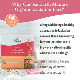 Earth Mama Milkmaid Bars on a diaper bag, easy pumping break snack