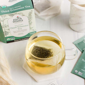 Earth Mama organic certifications label emphasizes safety and non-GMO quality.