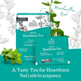 Earth Mama Organic Heartburn Tea label closeup.