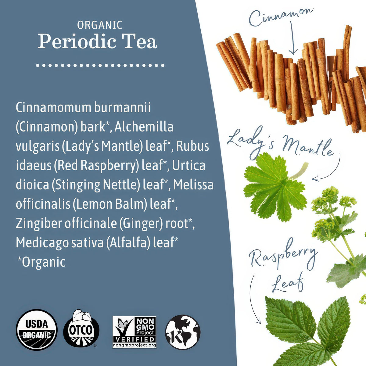 Earth Mama Organic Periodic Tea lemon balm leaves promote gentle calm