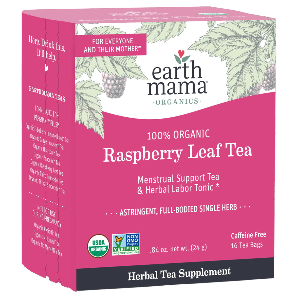Kitchen scene with Earth Mama Organic Raspberry Leaf Tea ready to brew.