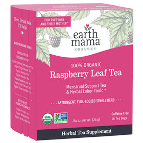Kitchen scene with Earth Mama Organic Raspberry Leaf Tea ready to brew.