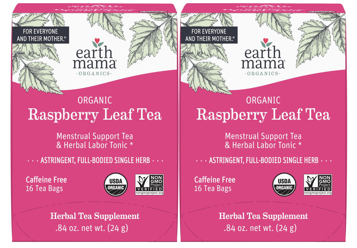 Earth Mama Organic Raspberry Leaf Tea tea bag in cup for prenatal preparation ritual
