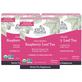 Earth Mama Organic Raspberry Leaf Tea bags for pregnancy and menstrual support.
