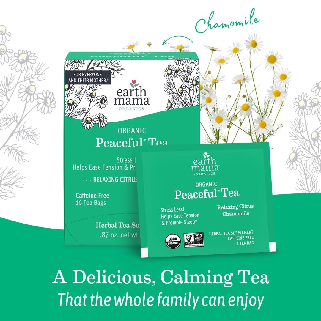 Earth Mama Peaceful Tea kitchen setup with two boxes, highlighting value in a 2-pack.