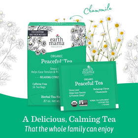 Earth Mama Peaceful Tea kitchen setup with two boxes, highlighting value in a 2-pack.