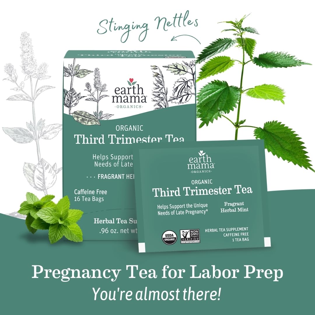 Earth Mama third-trimester tea bags eco-packaging highlights sustainable packaging.