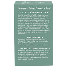 Earth Mama third-trimester tea scene on a kitchen counter suggests easy brew.