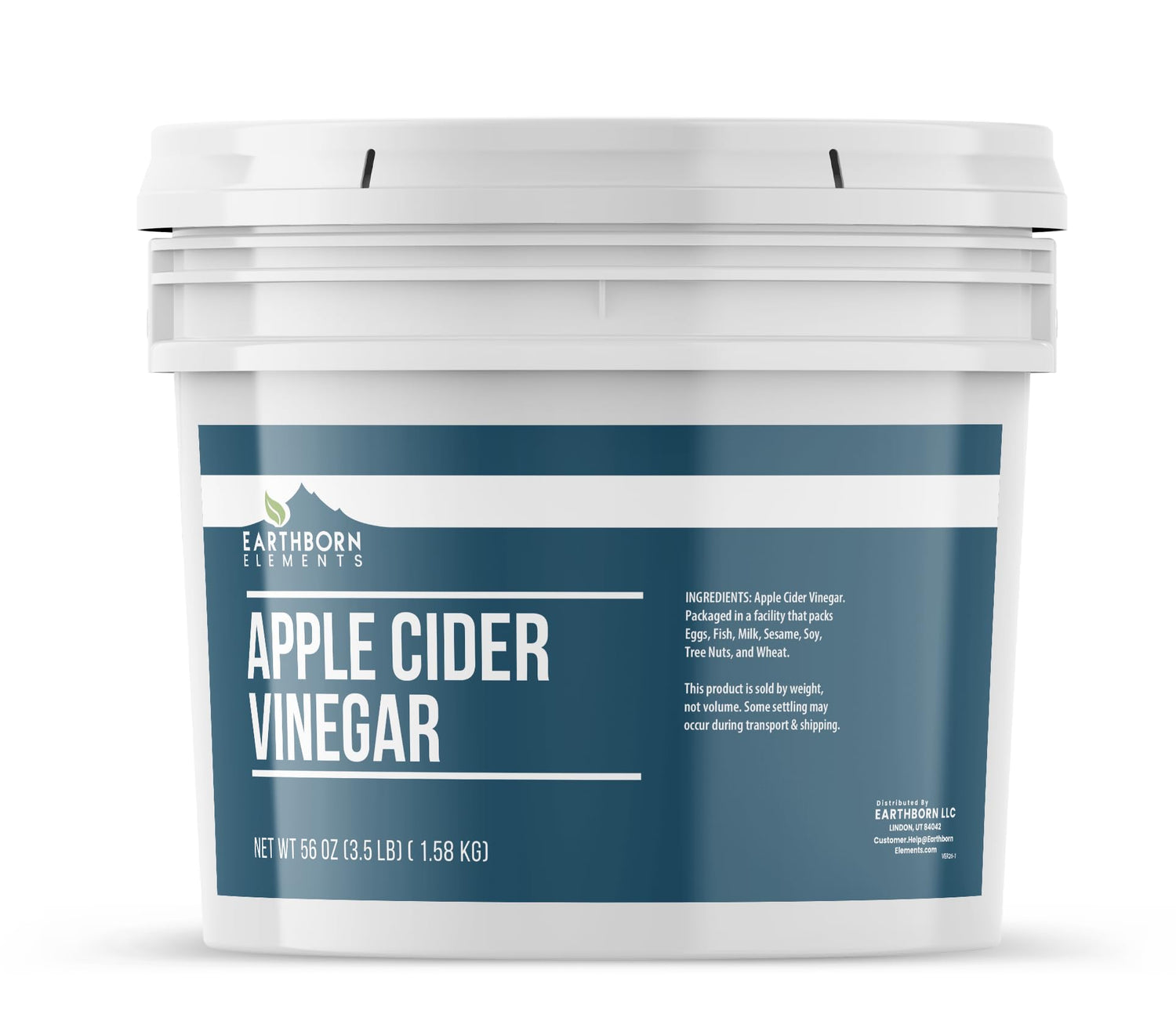 Earthborn Elements Apple Cider Vinegar Powder bucket front, convenient kitchen staple.