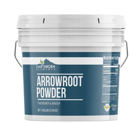 Earthborn Elements Arrowroot Powder bucket for easy storage and thickening.